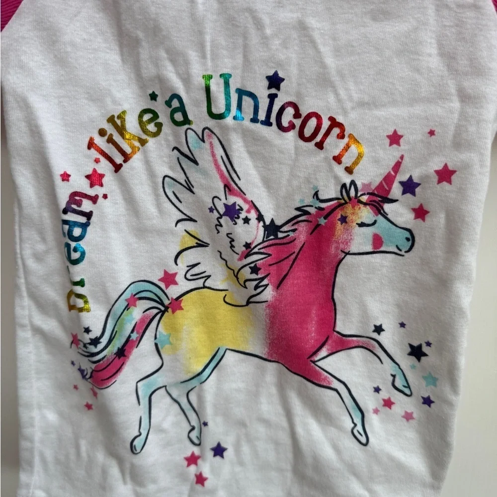 NWOT Member’s Mark Girls 3T Pink White Dream Like a Unicorn Short Sleeve Pj Top